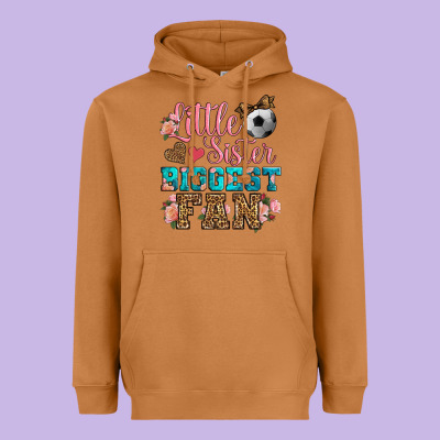 Little Sister Biggest Fan Soccer Heavyweight Hoodie Designed By Hra Design Shop