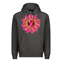 Charcoal Heather cancer ribbon sunflower Premium Hoodie - NancyCooperArtShop