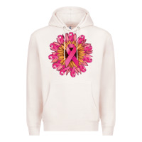 Pale Pink cancer ribbon sunflower Premium Hoodie - NancyCooperArtShop