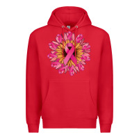 Red cancer ribbon sunflower Premium Hoodie - NancyCooperArtShop