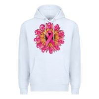 White cancer ribbon sunflower Premium Hoodie - NancyCooperArtShop