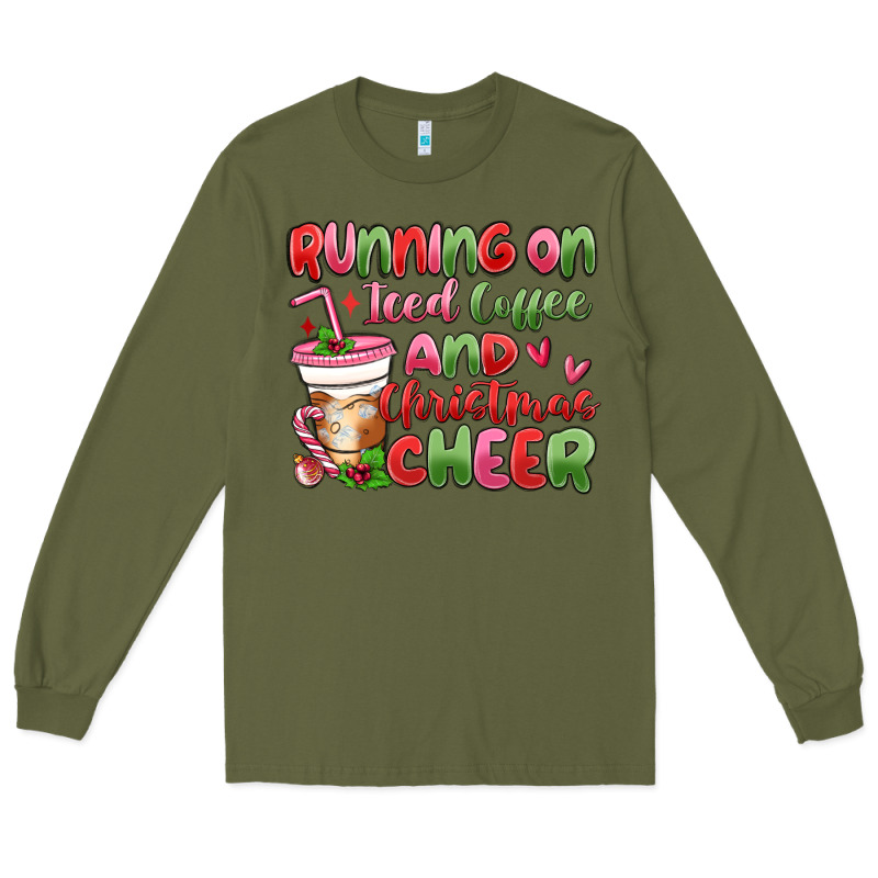 Running On Iced Coffee And Christmas Cheer Long Sleeve Tee by MaliasSmallBusiness | Teevron