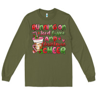Army Green running on iced coffee and christmas cheer Long Sleeve Tee - MaliasSmallBusiness