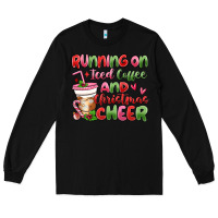 Black running on iced coffee and christmas cheer Long Sleeve Tee - MaliasSmallBusiness