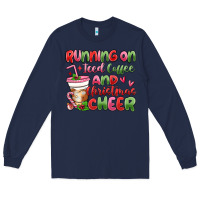 Navy running on iced coffee and christmas cheer Long Sleeve Tee - MaliasSmallBusiness