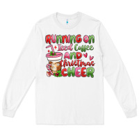 White running on iced coffee and christmas cheer Long Sleeve Tee - MaliasSmallBusiness