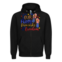 Black flip flops fireworks and freedom Zipper Hoodie - texasbilliewilder