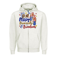 Oatmeal Heather flip flops fireworks and freedom Zipper Hoodie - texasbilliewilder