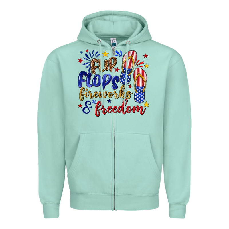 Flip Flops Fireworks And Freedom Zipper Hoodie by texasbilliewilder | Teevron