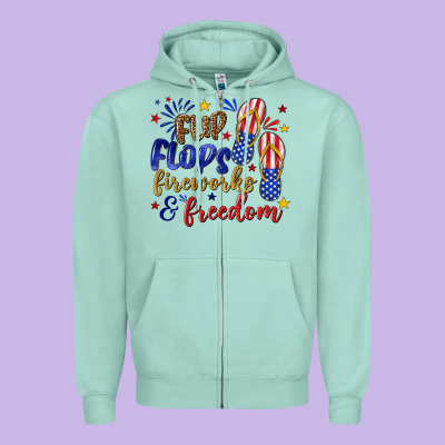 Zipper Hoodie flip flops fireworks and freedom