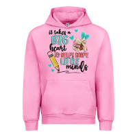 Fuchsia Pink it takes a big hearts to helps shape little minds Urban Hoodie - MaliasSmallBusiness