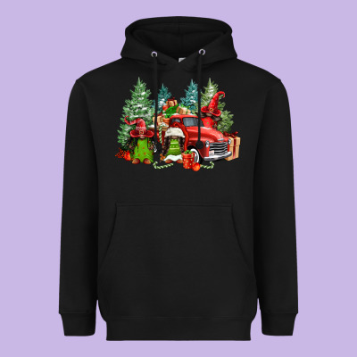 Merry Christmas Truck Afro Gnomies Heavyweight Hoodie Designed By Fadigitalartstudio