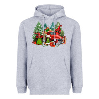 Heather Grey merry christmas truck afro gnomies Heavyweight Hoodie - FaDigitalArtStudio