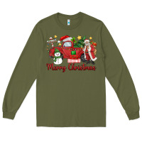 Army Green merry christmas truck Long Sleeve Tee - MaliasSmallBusiness