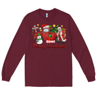 Burgundy merry christmas truck Long Sleeve Tee - MaliasSmallBusiness