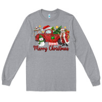 Heather Grey merry christmas truck Long Sleeve Tee - MaliasSmallBusiness