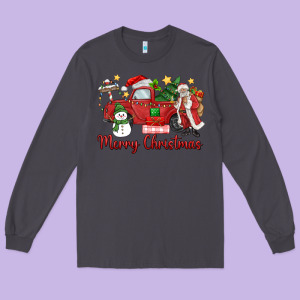 Merry Christmas Truck Long Sleeve Tee Designed By Maliassmallbusiness