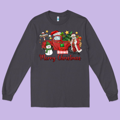 Long Sleeve Tee merry christmas truck