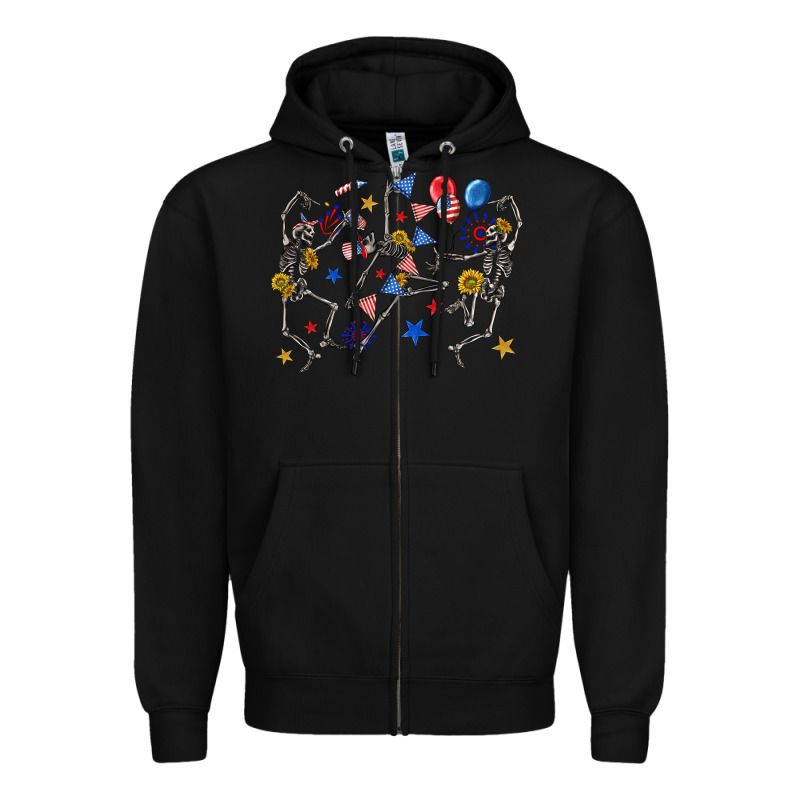Fourth Of July Dancing Skeleton Zipper Hoodie by texasbilliewilder | Teevron