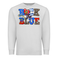 Dove Grey back the blue Premium Sweatshirt - AdoDesignShop