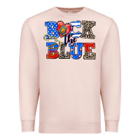 Pale Pink back the blue Premium Sweatshirt - AdoDesignShop