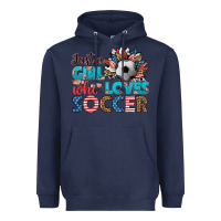Navy just a girl who loves soccer Heavyweight Hoodie - HRA Design Shop