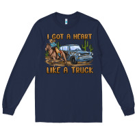 Navy i got a heart like a truck Long Sleeve Tee - MaliasSmallBusiness