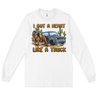 White i got a heart like a truck Long Sleeve Tee - MaliasSmallBusiness
