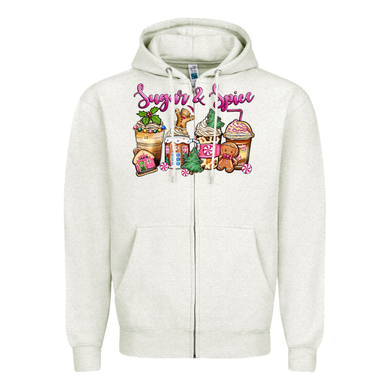 Sugar And Spice Pink Gingerbread Coffee Cups Zipper Hoodie by Zillion Design Studio | Teevron