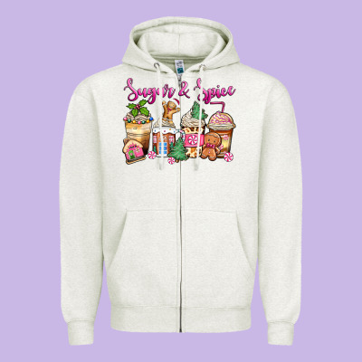 Zipper Hoodie sugar and spice pink gingerbread coffee cups
