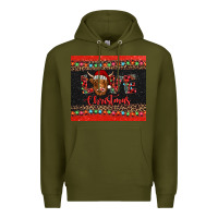 Army Green love christmas highland cow and turquoise gemstone Premium Hoodie - Jasminsmagicworld