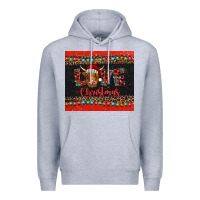 Heather Grey love christmas highland cow and turquoise gemstone Premium Hoodie - Jasminsmagicworld