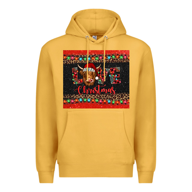 Love Christmas Highland Cow And Turquoise Gemstone Premium Hoodie by Jasminsmagicworld | Teevron