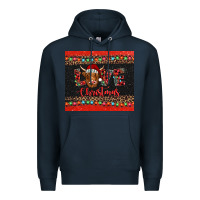 Navy love christmas highland cow and turquoise gemstone Premium Hoodie - Jasminsmagicworld