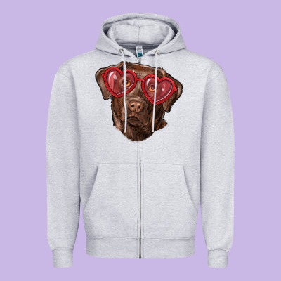 Zipper Hoodie labrador retriever with love glass