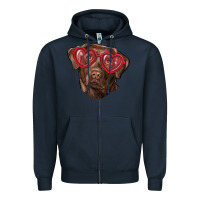 Navy labrador retriever with love glass Zipper Hoodie - RanaPortraitStore