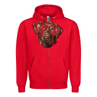Red labrador retriever with love glass Zipper Hoodie - RanaPortraitStore