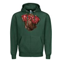 Sports Green labrador retriever with love glass Zipper Hoodie - RanaPortraitStore