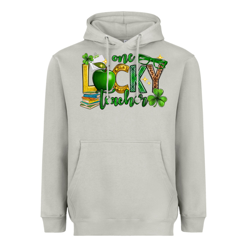 St. Patrick's Day One Lucky Teacher Heavyweight Hoodie by Neo Western | Teevron