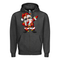 Charcoal Heather dabbing santa with christmas lights Zipper Hoodie - Zillion Design Studio