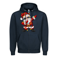 Dabbing Santa With Christmas Lights Zipper Hoodie | Teevron