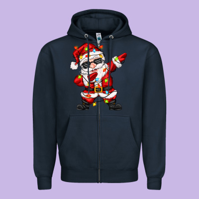 Zipper Hoodie dabbing santa with christmas lights