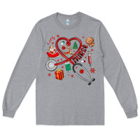 Heather Grey christmas nurse Long Sleeve Tee - MaliasSmallBusiness