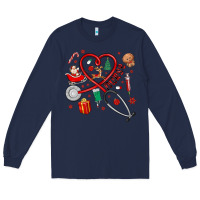Navy christmas nurse Long Sleeve Tee - MaliasSmallBusiness