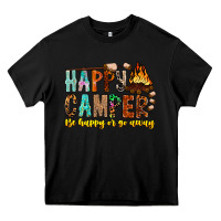 Black Happy Camper Be Happy Or Go Away Heavy Core Tee - CowhideDigitalArt