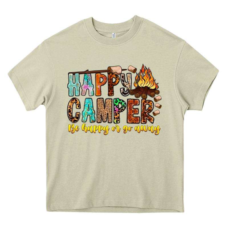 Happy Camper Be Happy Or Go Away Heavy Core Tee by CowhideDigitalArt | Teevron