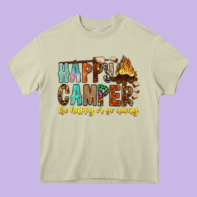Happy Camper Be Happy Or Go Away Heavy Core Tee Designed By Cowhidedigitalart