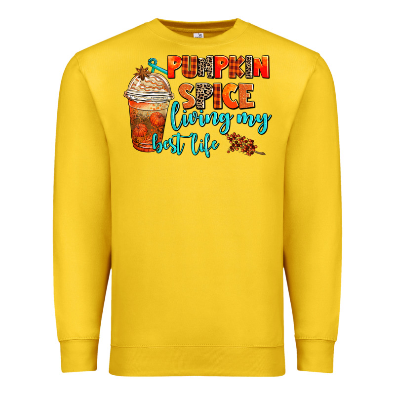 Pumpkin Spice Living My Best Life Premium Sweatshirt by AdoDesignShop | Teevron