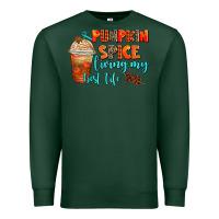 Sports Green pumpkin spice living my best life Premium Sweatshirt - AdoDesignShop
