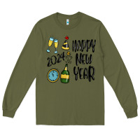 Army Green happy new year 2024 Long Sleeve Tee - MaliasSmallBusiness